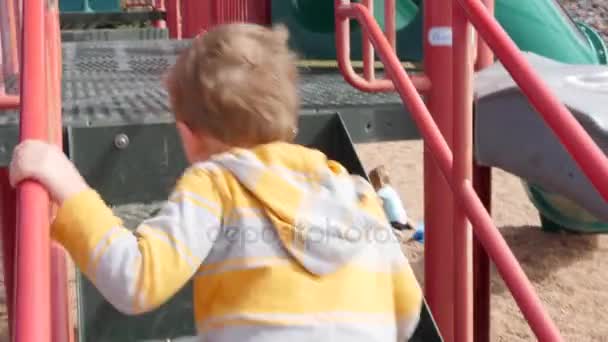 Boy playing at a park — Stock Video