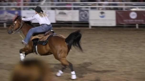 Cowhoy ridning på sadeln bronc — Stockvideo