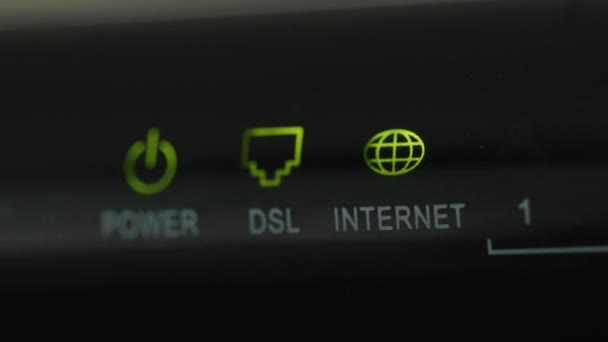 Internet router on the shelf in the office — Stock Video