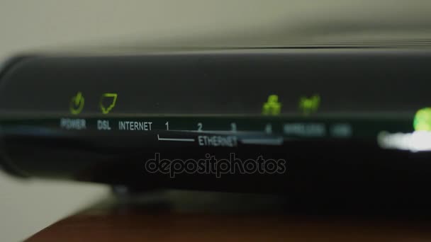 Internet router on the shelf in the office — Stock Video