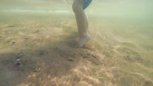 Niño nadando en el agua tropical del océano — Vídeos de Stock