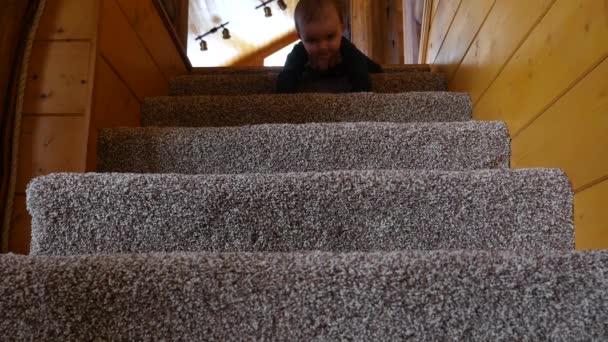 Baby fährt Treppe hinunter — Stockvideo