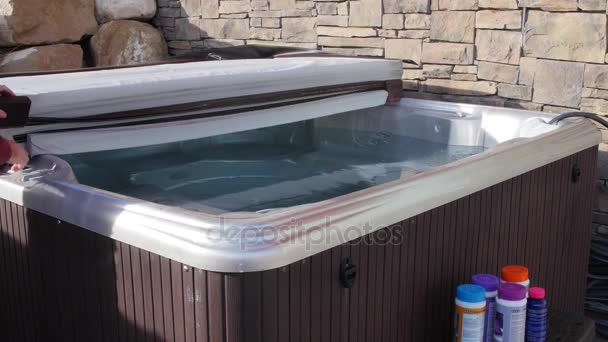 Man Maintaining Hot Tub