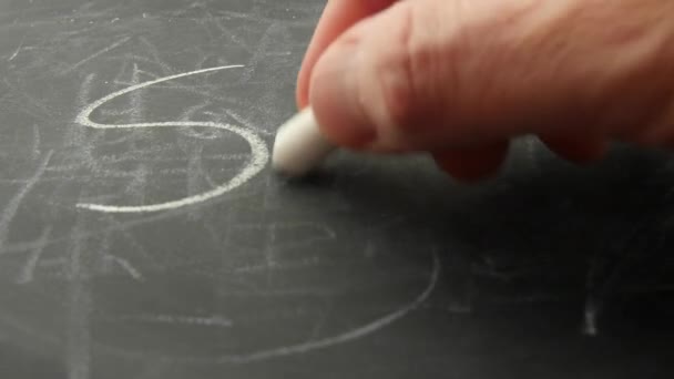 Man schrijft triest op een schoolbord — Stockvideo