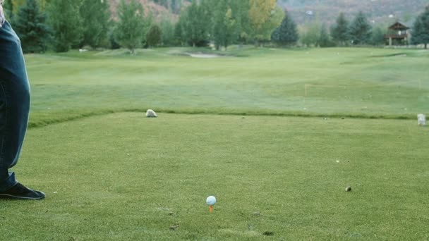 Gente jugando un juego de golf en un campo de golf — Vídeos de Stock