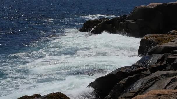 Rocky granite ocean coastline — Stock Video