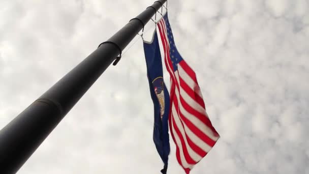 Прапори Сполучених Штатів та штату Юта — стокове відео