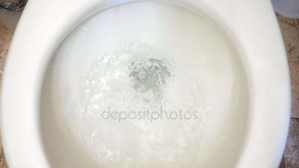 Water flushing down the toilet — Stock Video