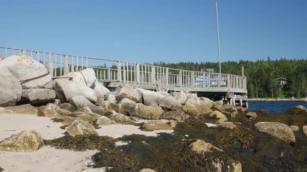 Kleine Seebrücke am Meeresufer in Nova Scotia — Stockvideo