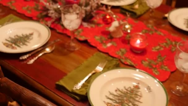 Ensemble de table pour un dîner de Noël — Video