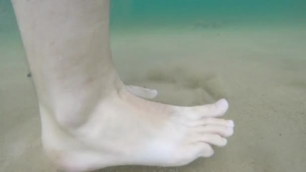 Piedi a piedi nella spiaggia dell'oceano — Video Stock