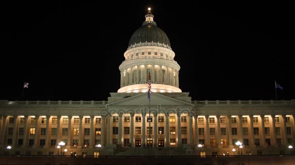 Flags at Utah State Capitol Building — Stock Video
