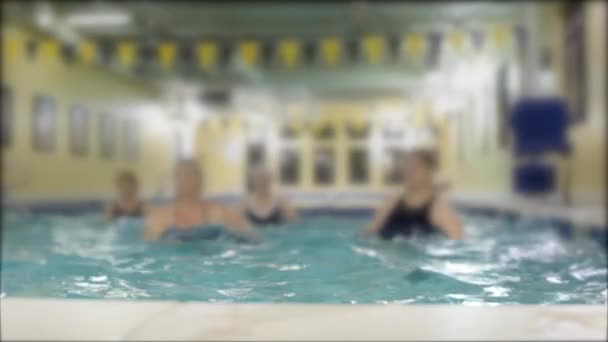 Mulheres fazendo hidroginástica na piscina — Vídeo de Stock