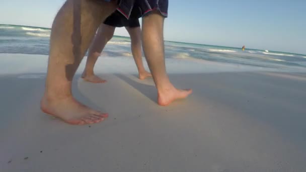 Ett par som gå på vackra tropiska stranden — Stockvideo