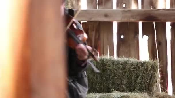 Vaquero jugando violín — Vídeo de stock