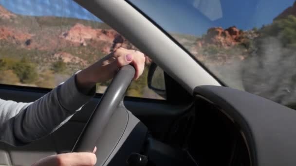 A woman driving through sothern Utah — Stock Video