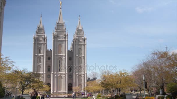Tempel op het plein in Salt Lake City — Stockvideo