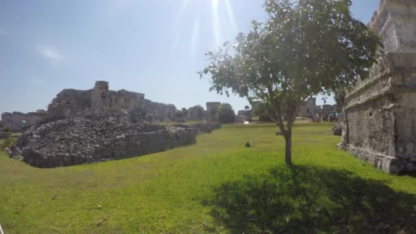 Tulum Meksika Editoryal Atış Beach Side Mayan Ruins — Stok video