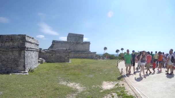 編集撮影ビーチ側トゥルム メキシコのマヤ遺跡 — ストック動画