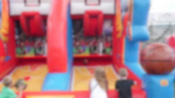 Families Playing Ball At A Rural Fair — Stock Video