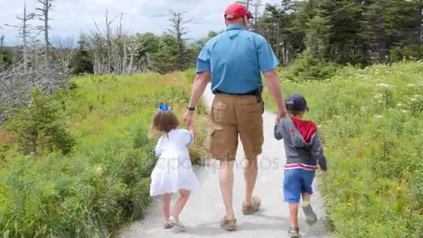 Familj vandring på skyline trail — Stockvideo