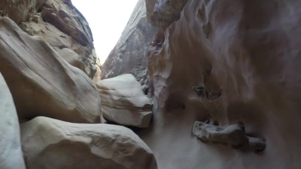 Randonnée pédestre dans un petit canyon à cheval sauvage — Video