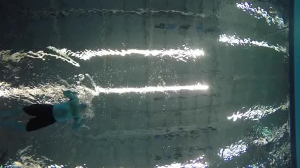 Медленное движение пловца в бассейне — стоковое видео