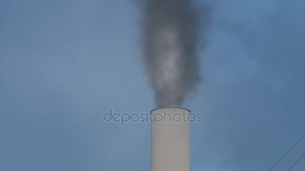 吸烟在燃煤电厂的堆栈 — 图库视频影像