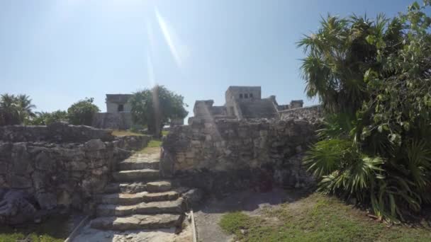 De prachtige strand zijde Maya-ruïnes — Stockvideo