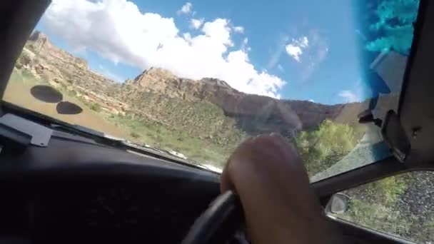 Timelapse of a young couple driving in a car — Stock Video