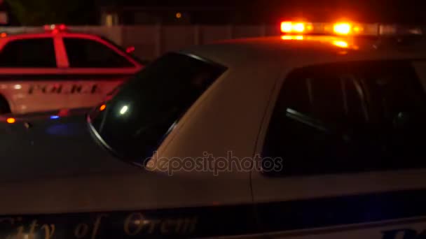 Auto della polizia con le loro luci — Video Stock