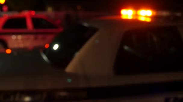 Polisbilar med sina lampor — Stockvideo
