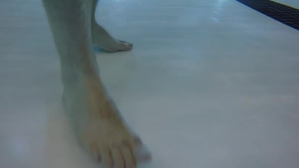 Fötterna på poolen botten — Stockvideo
