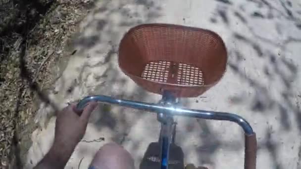 Man Riding His Bike Dirt Path Mexican Jungle — Stock Video