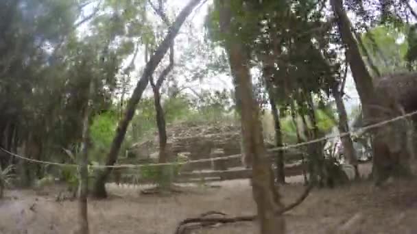 Kobieta Jazda Rowerze Przez Ruiny Majów Meksyku — Wideo stockowe