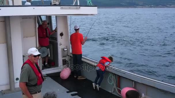 Familie Segelt Auf Einem Fischerboot Kap Breton — Stockvideo