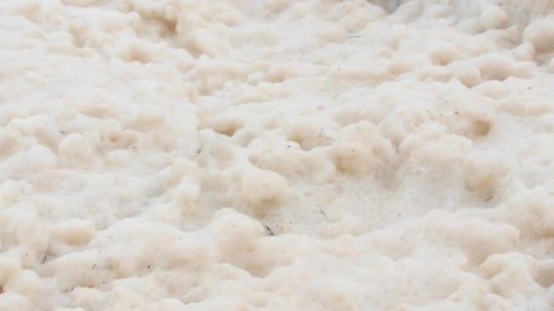 Foam Rocky Ocean Shoreline Rough Water Storm — Stock Video