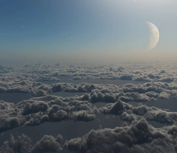 3D візуалізація фантастичної атмосфери над хмарами — стокове фото