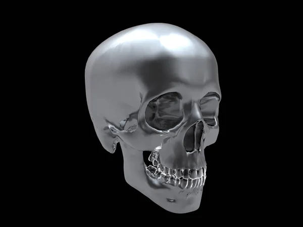 3d illustration of chrome skull isolated — Stock Photo, Image