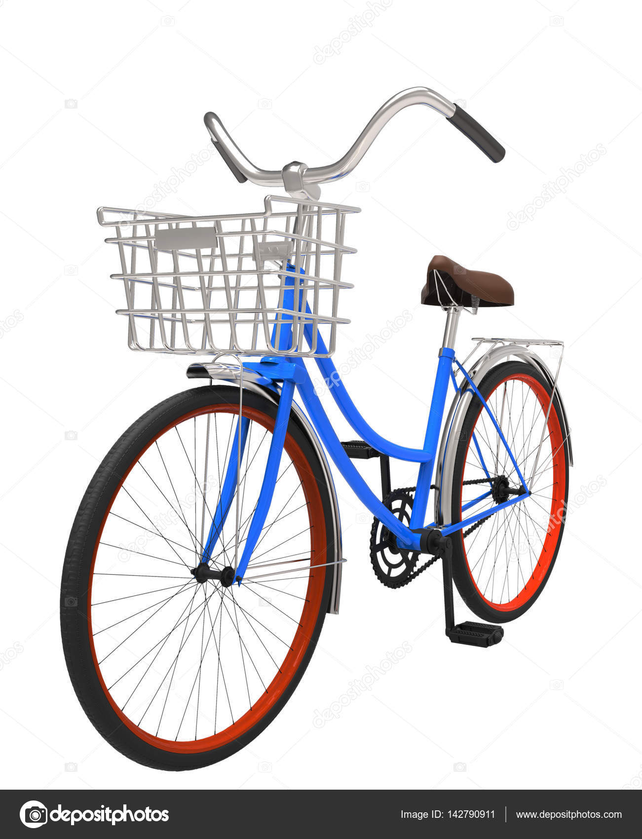 blue bike with basket