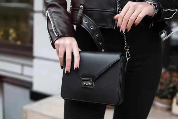 액세서리 가방을 색상을 폭격기 핸드백 여자의 Style Detail — 스톡 사진