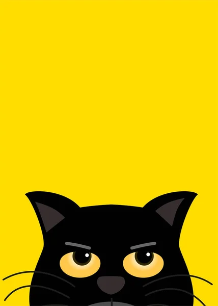 Sarı gözlü siyah kedi, sarı arka plana bak.