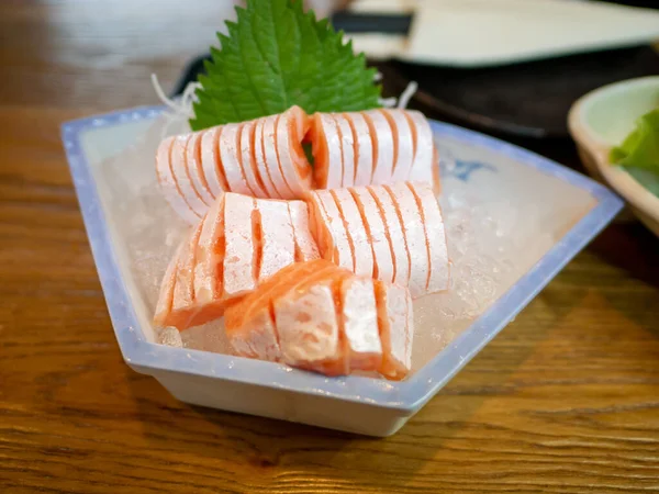 Salmón Toro Sashimi Sobre Hielo Plato Servir —  Fotos de Stock