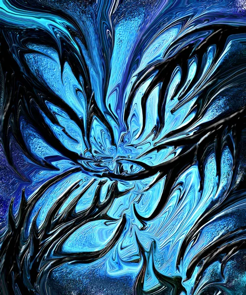 Dark Tendrils Waving Center Combination Blue Tones Background Gather Swirl — Stock Photo, Image