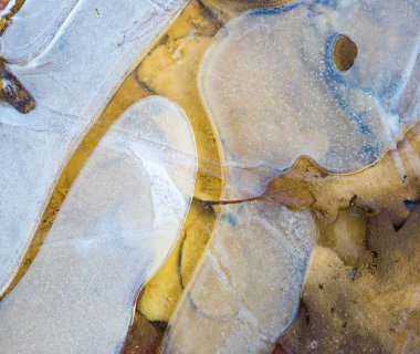 Buz doku buzlu su birikintisi üzerinde kapat