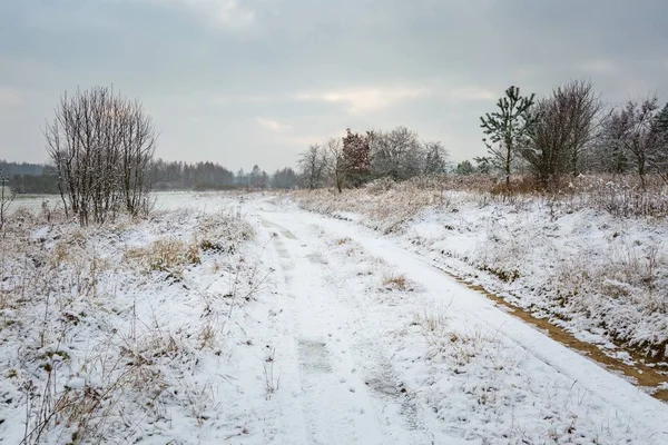Winterlandschap met sneeuw bedekt landschap — Stockfoto