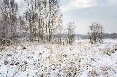 Kırsal kış manzara kar ile kaplı