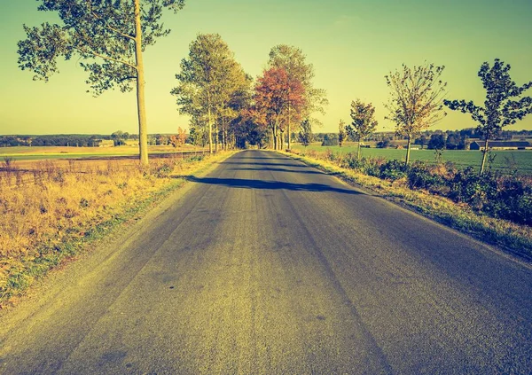 Vintage-Foto von Landschaft mit Asphaltstraße — Stockfoto