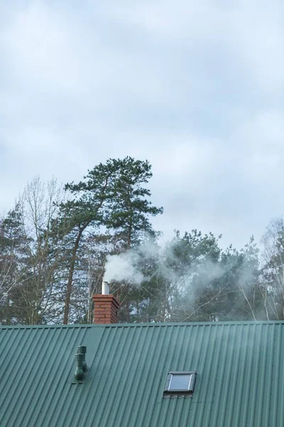 房子的屋顶和烟囱 — 图库照片