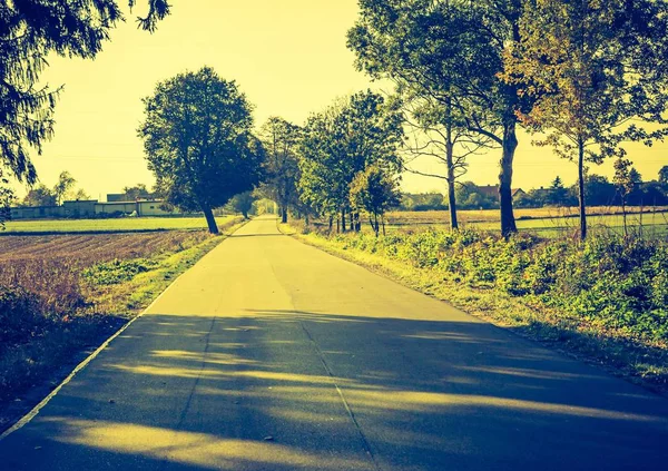 Vintage-Foto von Landschaft mit Asphaltstraße — Stockfoto